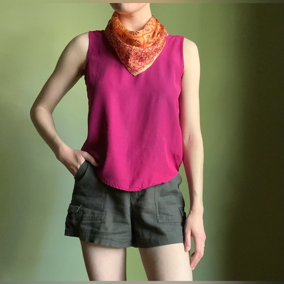 Summer Silk Scarf, Bright Floral Print, Hand Rolled Edges, Batik Square Scarf - Picture 2 of 11